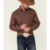 Shirt * | Stetson Men'S Dot Dash Geo Print Long Sleeve Snap Western Shirt Red