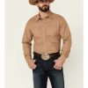 Shirt * | Stetson Men'S Solid Long Sleeve Snap Western Shirt Brown