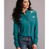 Shirt * | Stetson Women'S Floral Long Sleeve Western Shirt Teal