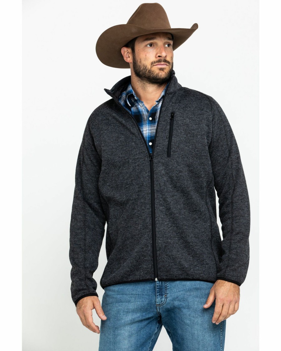 Jacket * | Stetson Men'S Charcoal Fuzzy Bonded Sweater Grey