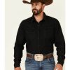 Shirt * | Stetson Men'S Solid Black Denim Long Sleeve Snap Western Shirt