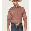 Shirt * | Stetson Men'S Lucky Micro Geo Print Long Sleeve Western Shirt