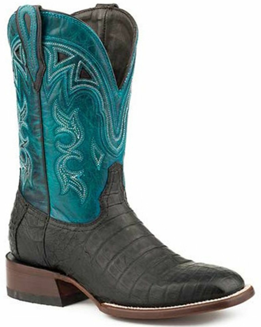 Boot * | Stetson Women'S Lovington Exotic Caiman Western Boots Square Toe Black