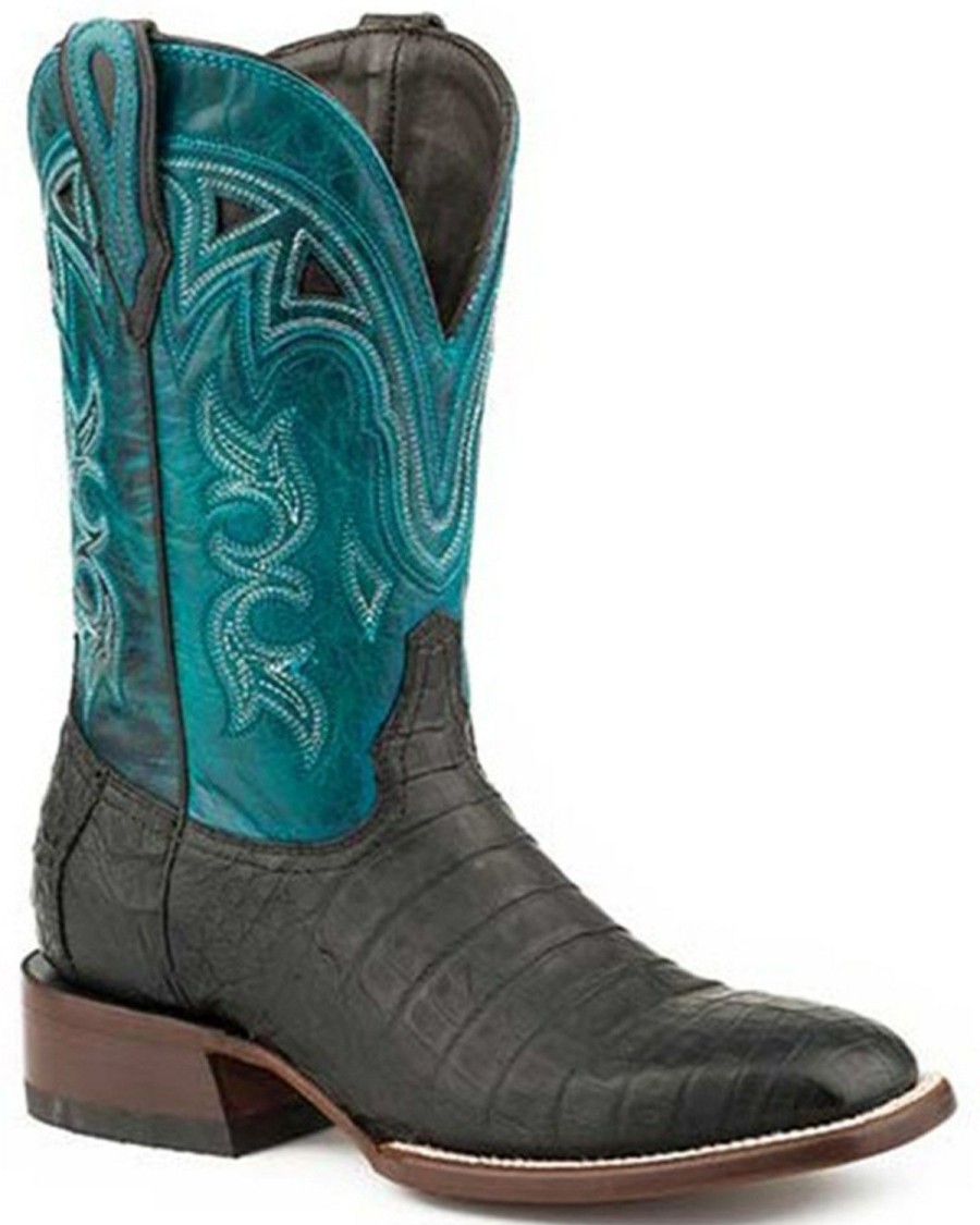 Boot * | Stetson Women'S Lovington Exotic Caiman Western Boots Square Toe Black