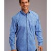 Shirt * | Stetson Men'S Blue Filagree Print Long Sleeve Western Shirt