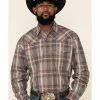 Shirt * | Stetson Men'S Adobe Large Plaid Long Sleeve Western Shirt Grey