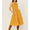 Dress * | Stetson Women'S Southwestern Embroidered Sleeveless Tiered Midi Dress Yellow