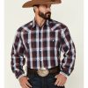 Shirt * | Stetson Men'S Good Luck Large Dobby Plaid Long Sleeve Snap Western Shirt Multi