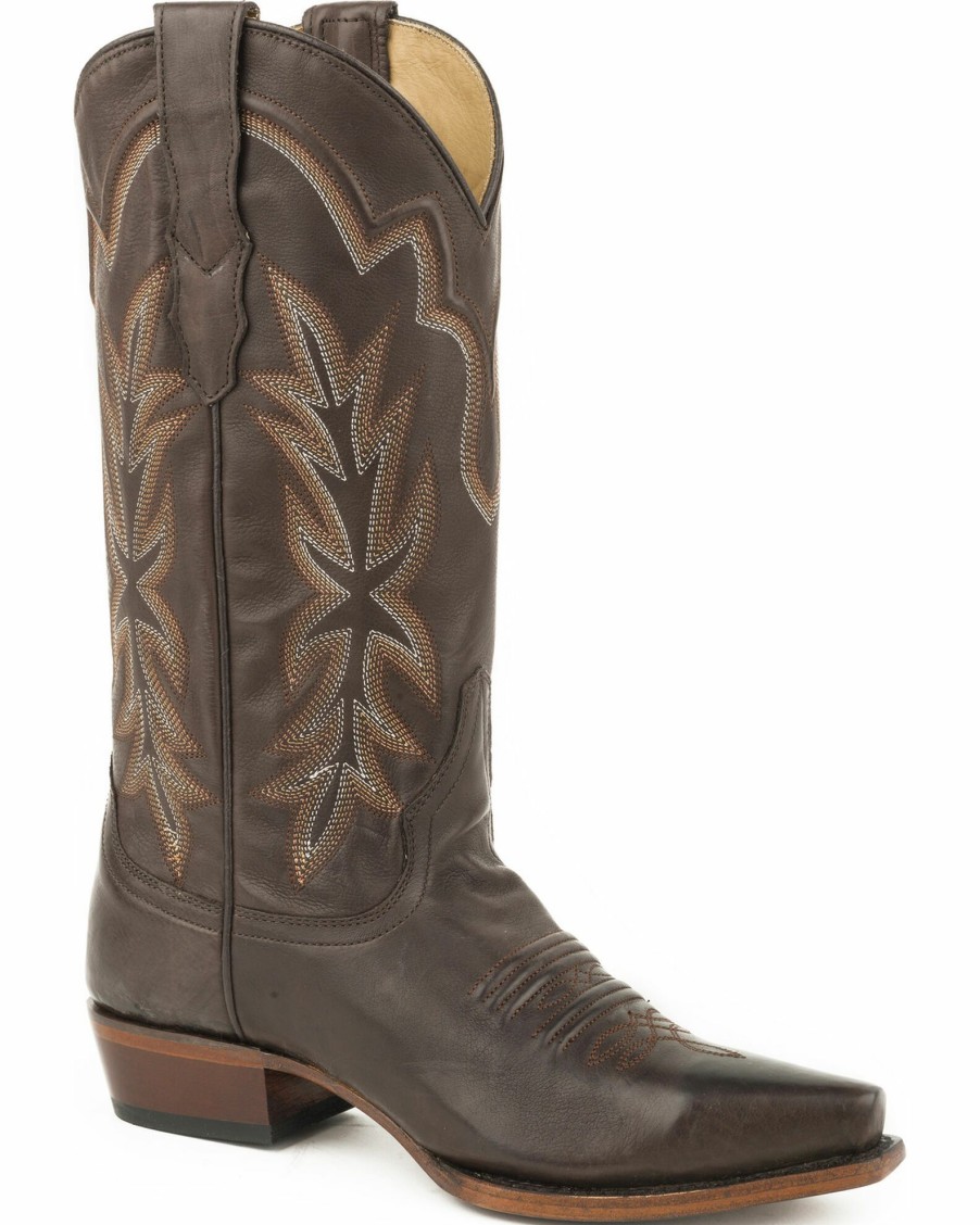 Boot * | Stetson Women'S Dark Casey Leather Boots Snip Toe Brown