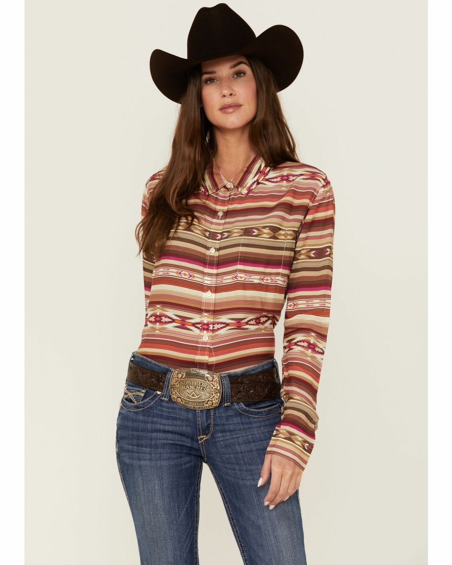 Shirt * | Stetson Women'S Serape Stripe Print Long Sleeve Button-Down Shirt Multi