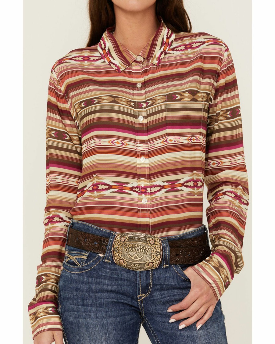 Shirt * | Stetson Women'S Serape Stripe Print Long Sleeve Button-Down Shirt Multi