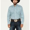 Shirt * | Stetson Men'S Floral Geo Print Long Sleeve Western Shirt Blue