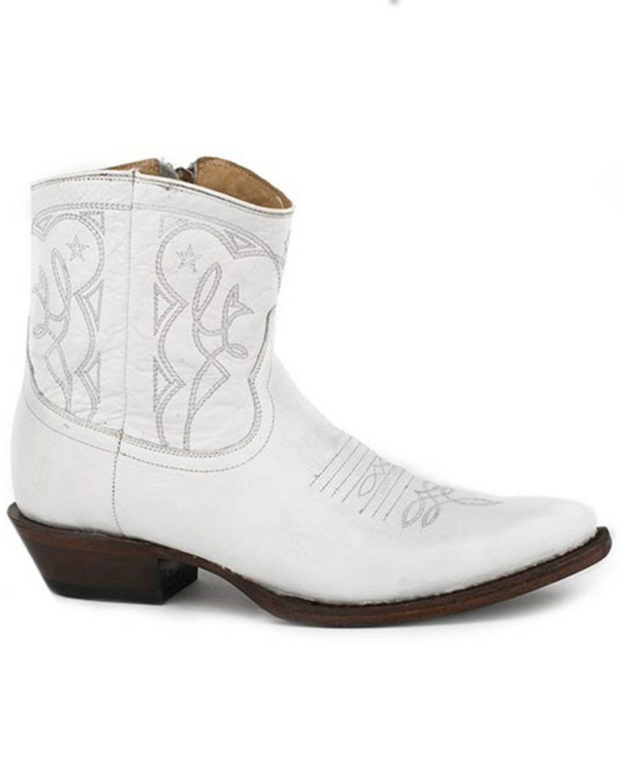 Boot * | Stetson Women'S Anika Western Booties Snip Toe White