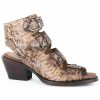 Boot * | Stetson Women'S Indie Exotic Python Western Booties Round Toe Brown