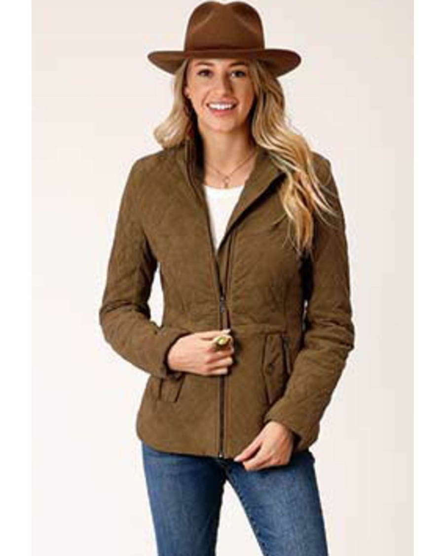 Jacket * | Stetson Women'S Diamond Quilted Suede Jacket Tan