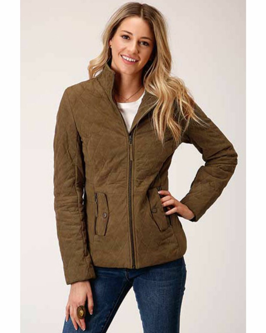 Jacket * | Stetson Women'S Diamond Quilted Suede Jacket Tan