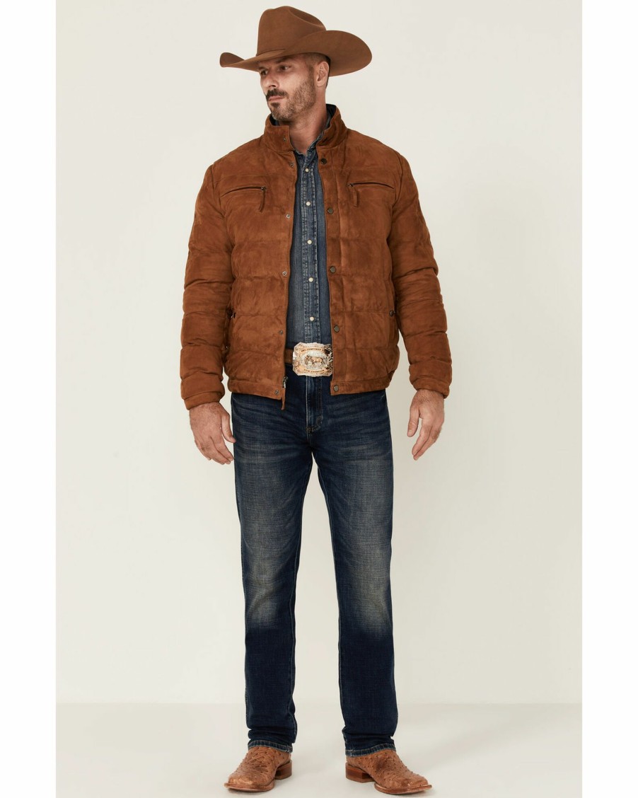 Jacket * | Stetson Men'S Suede Lined Storm-Flap Puffy Jacket Tan