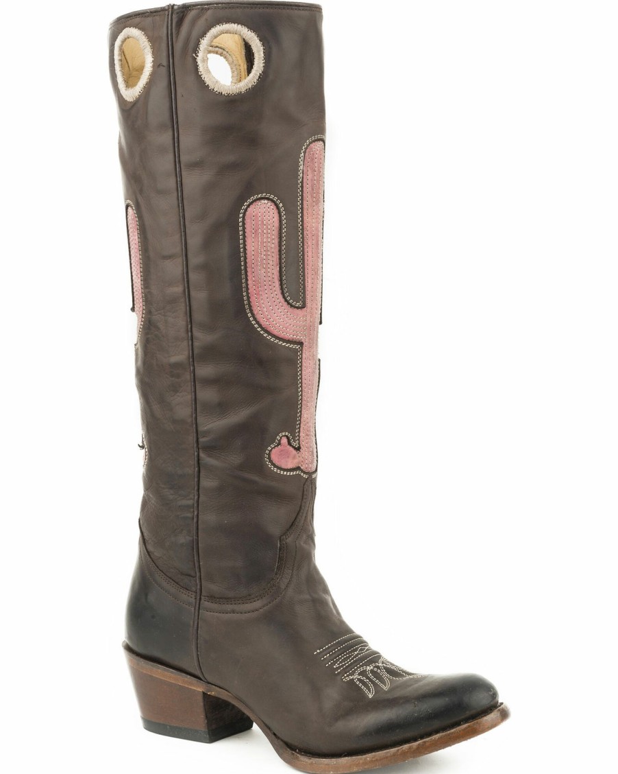 Boot * | Stetson Women'S Brown Taylor Embroidered Boots Round Toe