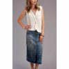 Skirt * | Stetson Women'S Embroidered Long Denim Skirt Blue