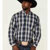 Shirt * | Stetson Men'S Checkered Ombre Plaid Long Sleeve Button-Down Western Shirt