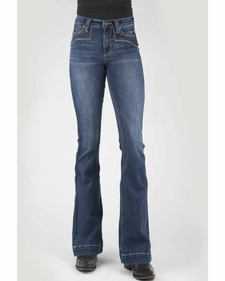 Jean * | Stetson Women'S 921 Medium Wash High-Rise Yoke Flare Jean Blue