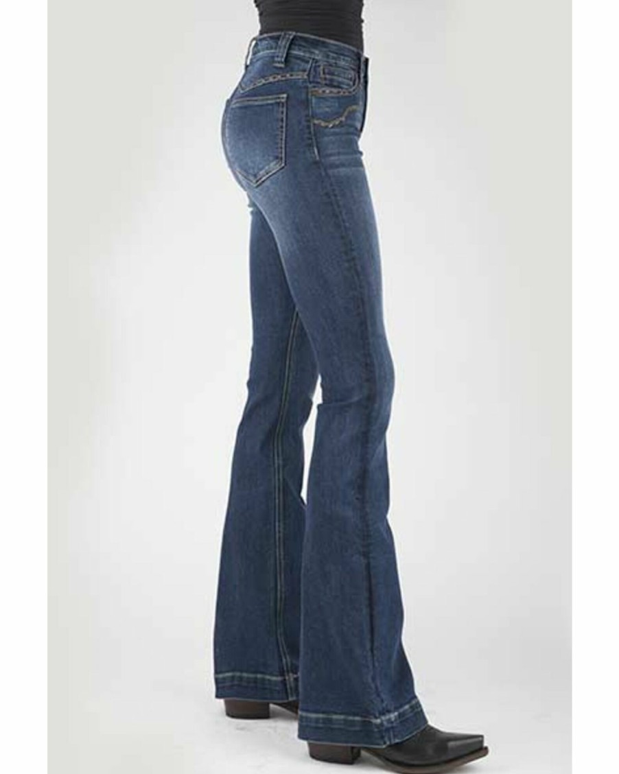 Jean * | Stetson Women'S 921 Medium Wash High-Rise Yoke Flare Jean Blue