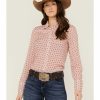 Shirt * | Stetson Women'S Floral Print Long Sleeve Snap Western Shirt Red