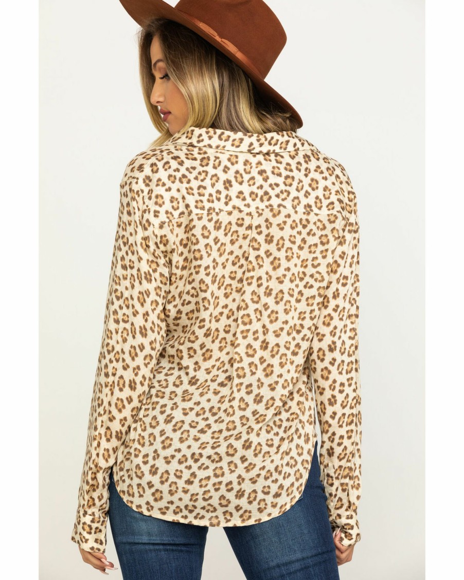 Shirt * | Stetson Women'S Leopard Print Button Down Top Brown