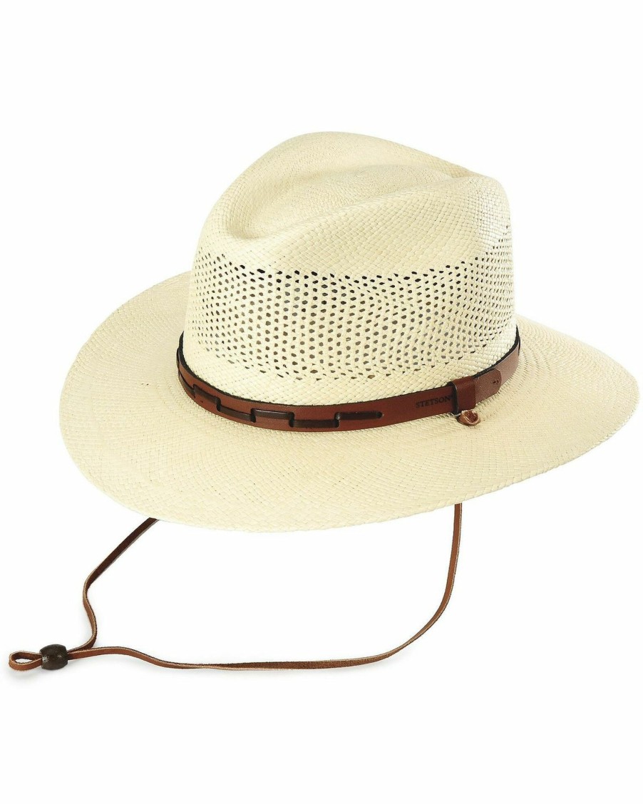 Hat * | Stetson Men'S Airway Uv Protection Western Straw Hat Natural