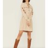 Dress * | Stetson Women'S Safari Southwestern Embroidered Lace Up Dress Tan