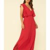 Dress * | Stetson Women'S Textu Ruffle Maxi Dress Red