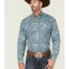 Shirt * | Stetson Men'S Deep Sea Paisley Print Long Sleeve Button-Down Western Shirt