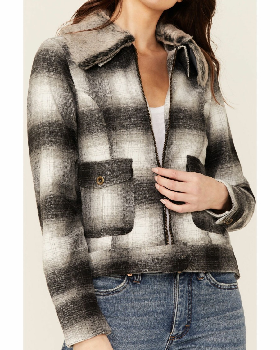 Jacket * | Stetson Women'S Ombre Plaid Jacket Black