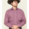 Shirt * | Stetson Men'S Coffee Bean Geo Print Long Sleeve Western Shirt Red