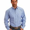 Shirt * | Stetson Men'S Open One Pocket Striped Long Sleeve Shirt Blue