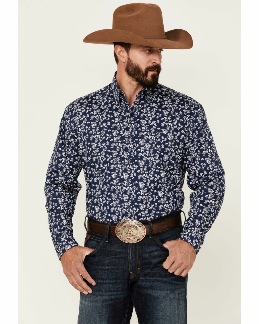 Shirt * | Stetson Men'S Frontier Floral Print Long Sleeve Button-Down Western Shirt