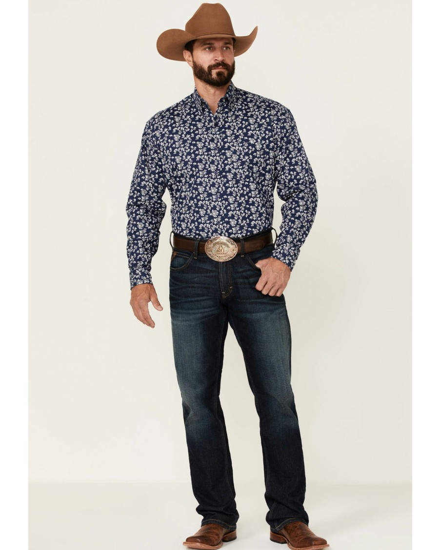 Shirt * | Stetson Men'S Frontier Floral Print Long Sleeve Button-Down Western Shirt