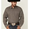 Shirt * | Stetson Men'S Dash & Dot Geo Print Long Sleeve Button-Down Western Shirt Grey