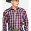 Shirt * | Stetson Men'S Cedar Ombre Plaid Long Sleeve Western Shirt Wine