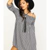 Dress * | Stetson Women'S Gingham Off The Shoulder Dress Black