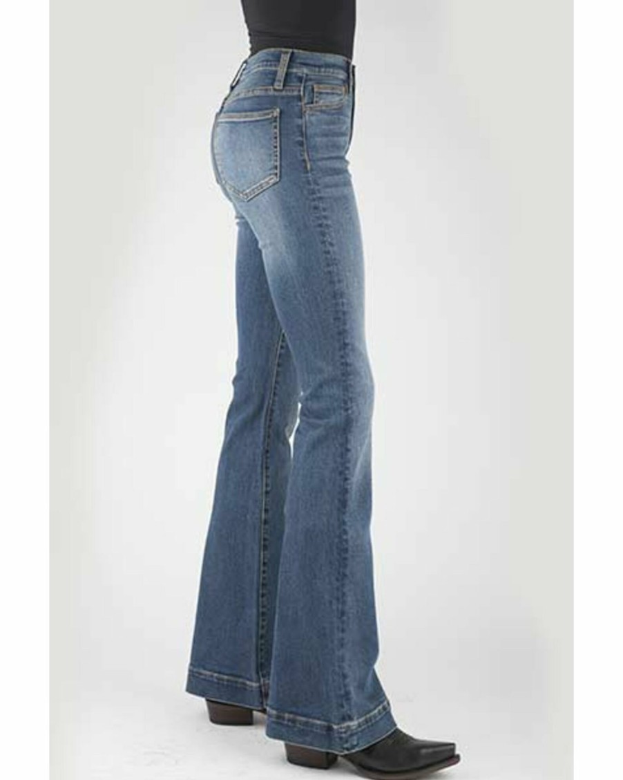 Jean * | Stetson Women'S 921 Light Wash High-Rise Plain Pocket Flare Jean Blue