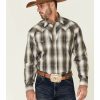 Shirt * | Stetson Men'S Moss Ombre Plaid Long Sleeve Snap Western Shirt Green