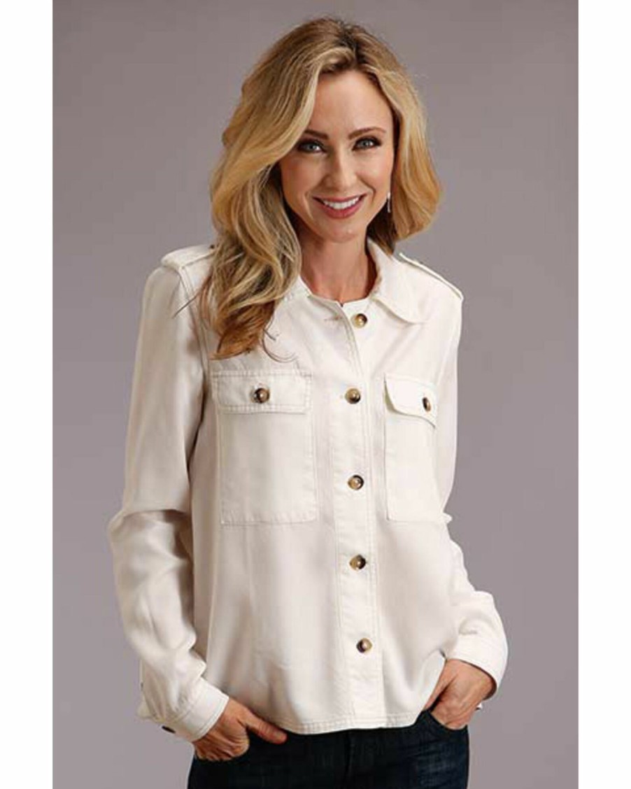 Jacket * | Stetson Women'S Lyocell Button-Front Tencel Shirt Jacket White