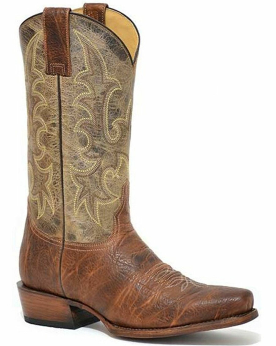 Boot * | Stetson Men'S Obediah Bison Vamp Western Boots Narrow Square Toe