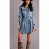 Dress * | Stetson Women'S Denim Snap Shirt Dress Blue