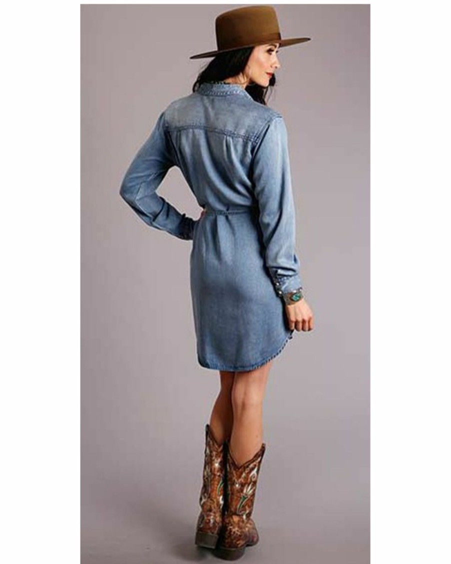 Dress * | Stetson Women'S Denim Snap Shirt Dress Blue