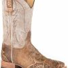 Boot * | Stetson Men'S Diego Tooled Wingtip Western Boots Wide Square Toe