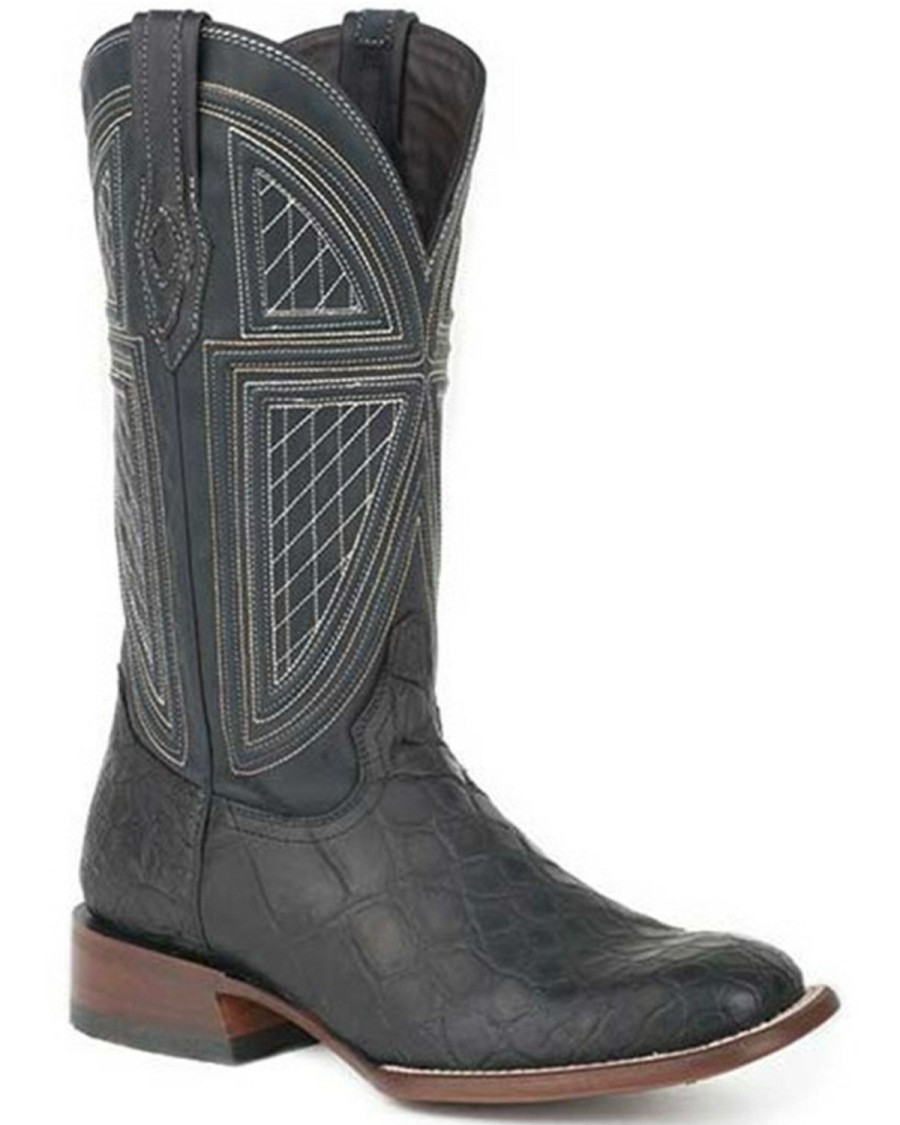 Boot * | Stetson Men'S Falls Oiled Alligator Exotic Western Boots Square Toe Black