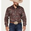 Shirt * | Stetson Men'S Paisley Print Long Sleeve Western Shirt Wine