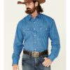 Shirt * | Stetson Men'S Palm Foulard Small Geo Print Long Sleeve Snap Western Shirt Blue